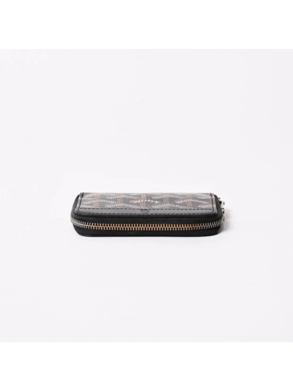 Goyard Matignon PM Card Case Coin Purse Din Canvas Leather Black Silver